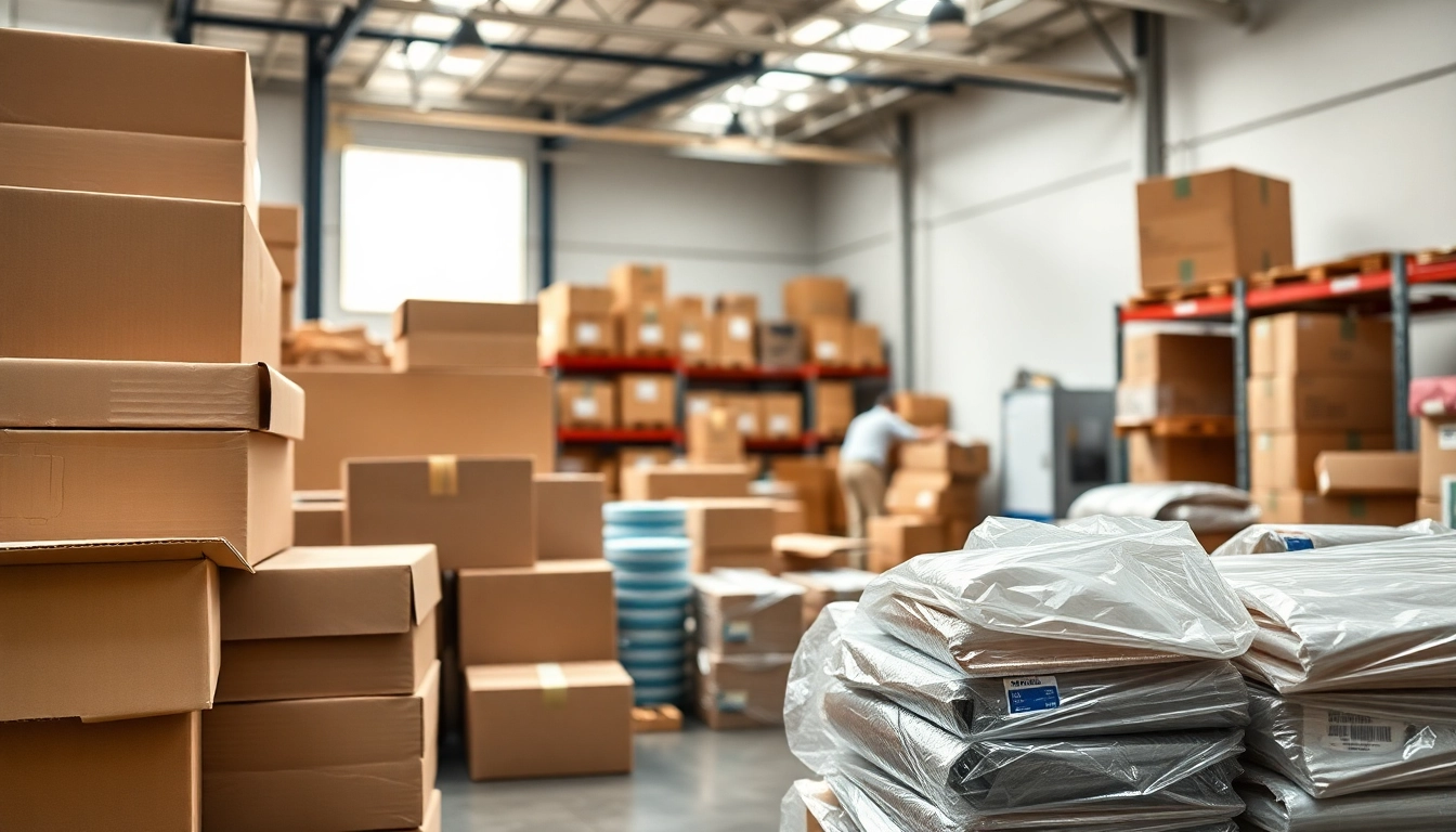 Exemplary packaging services Chicago displayed in a vibrant warehouse filled with organized boxes.