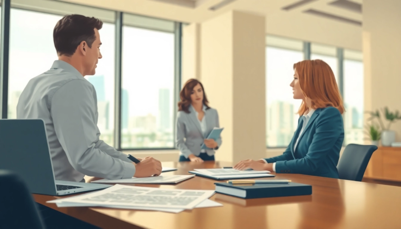 Streamlined expertise in multi-state title and escrow services illustrated in a modern office.