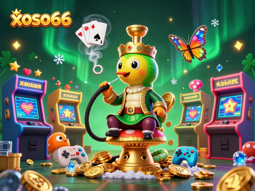 Engage in thrilling gameplay with xoso66 in a vibrant and dynamic casino-themed illustration.
