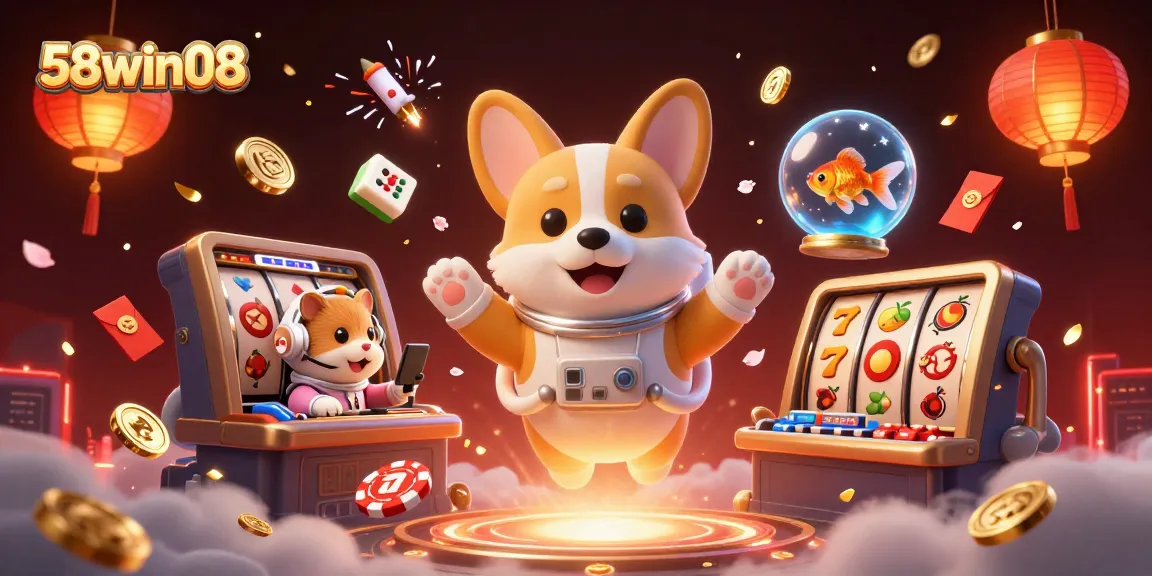 Engage in exciting slots at 58win08 with a thrilling 3D casino experience featuring vibrant characters and elements.