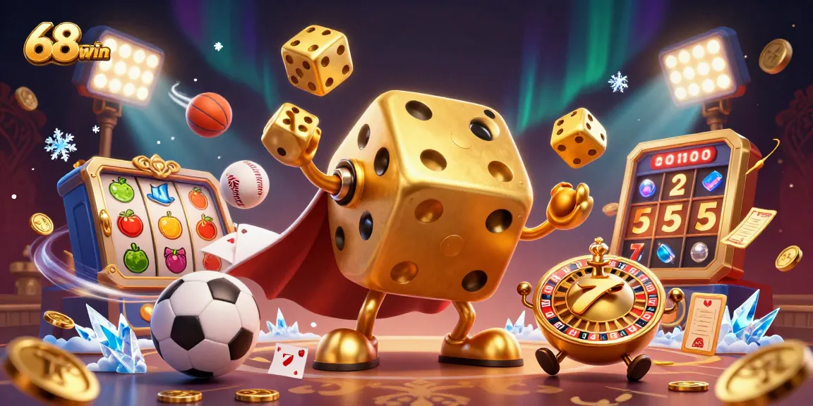 Engage with thrilling slots action at 68win featuring gold dice and vibrant gaming elements.
