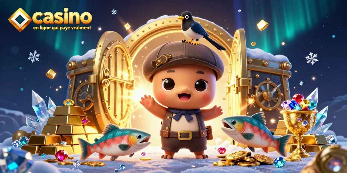 Misez sur un casino en ligne qui paye vraiment avec des symboles de jeu et de richesses scintillantes.