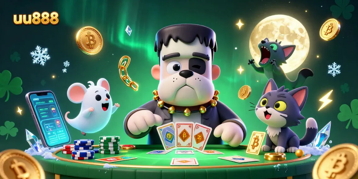 Engage in thrilling plays with uu888 at the lively casino scene featuring 3D characters and crypto elements.