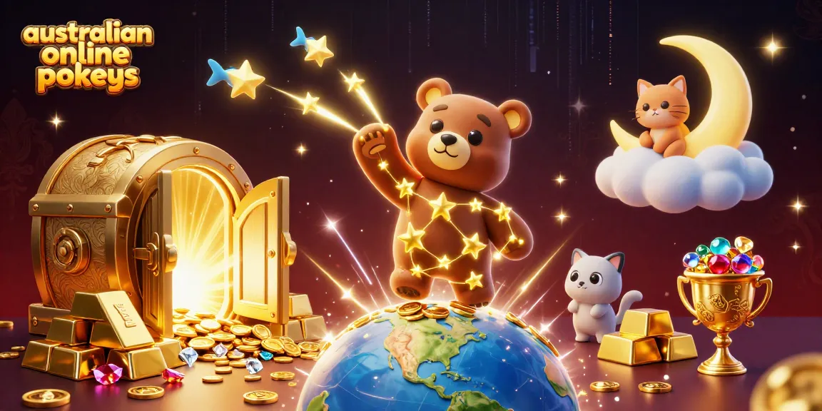 Spin the reels and win with australian online pokies in a vivid 3D casino scene.