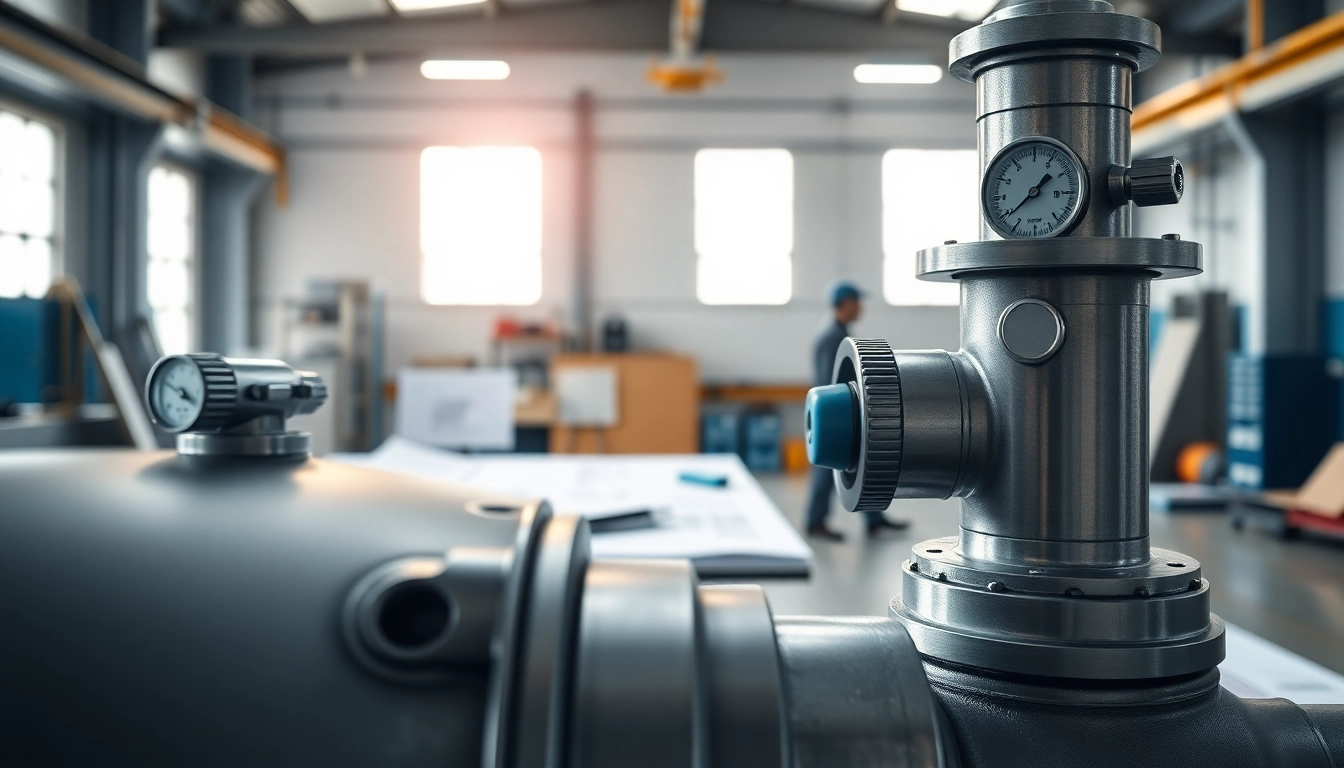 Visualizing Pressure Vessel Design with detailed metallic structure in an industrial workshop