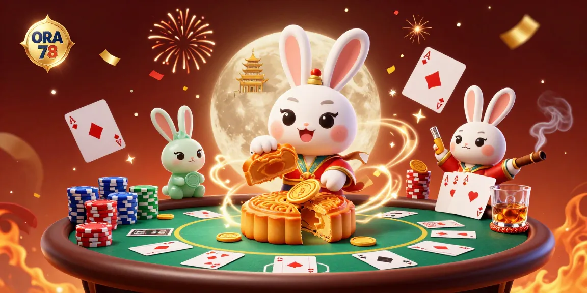 ORA 78 mempersembahkan ilustrasi kasino online dengan elemen poker dan karakter imut yang unik