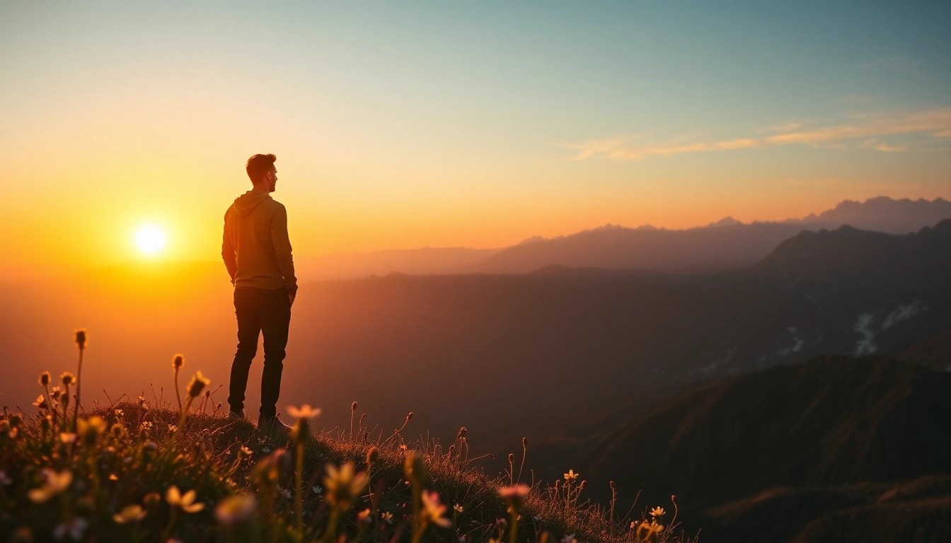 Contemplative moment of an individual seeking to Find my true Calling against a vibrant sunset.