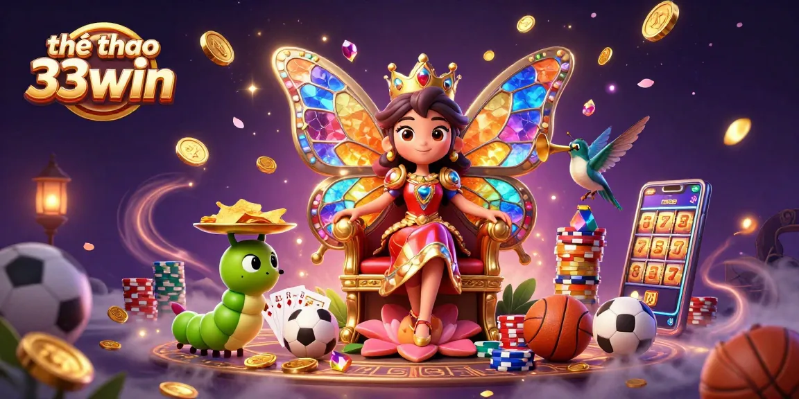 Experience thrilling sports action at thể thao 33win with a colorful 3D illustration of gaming excitement.