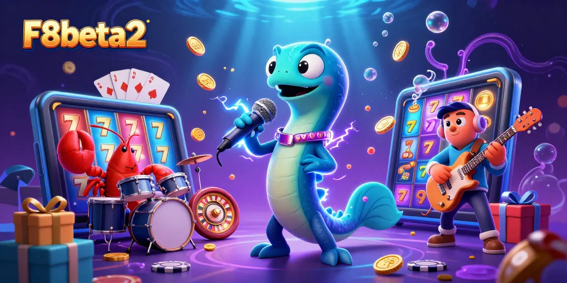 Experience thrilling gameplay with F8beta2 in an animated underwater casino featuring vibrant 3D characters and slot games.