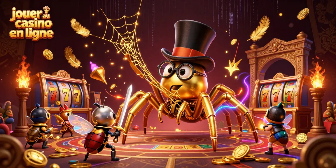 Jouer au casino en ligne avec une tarentule dorée et un chevalier scarabée dans un univers fascinant.