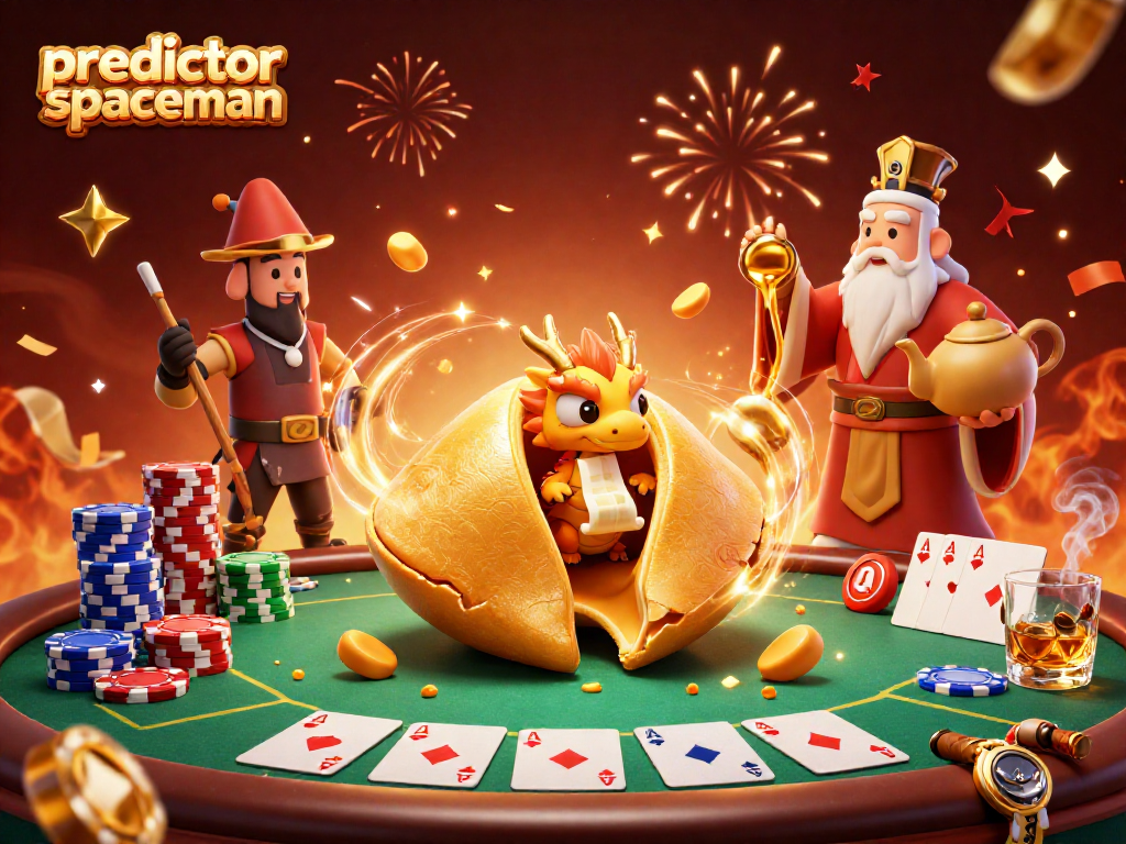 Engage with the predictor spaceman, featuring an energetic illustration of casino elements and characters.