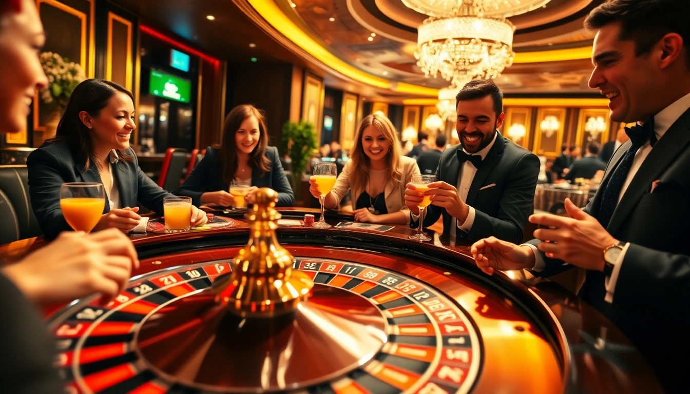 Menangkan di meja roulette dengan ora78, suasana kasino yang hidup.