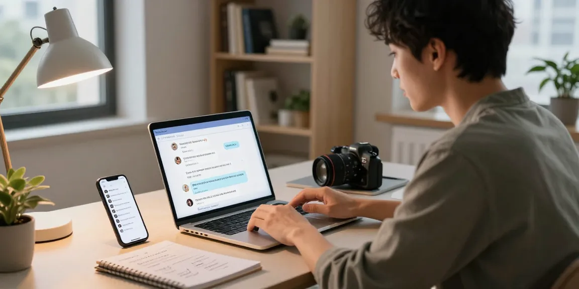 Engaging scene of a person using an AI nsfw chat application in a modern home office.