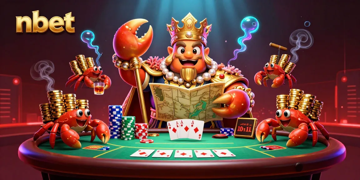 Navigating the dynamic nbet casino with regal crab emperor and poker excitement.