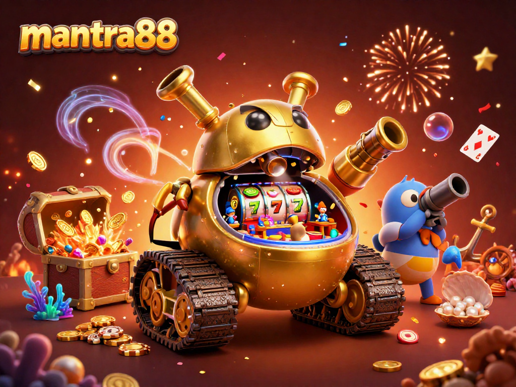 Experience the thrill of mantra88 with a vibrant 3D casino scene packed with excitement and winning elements.
