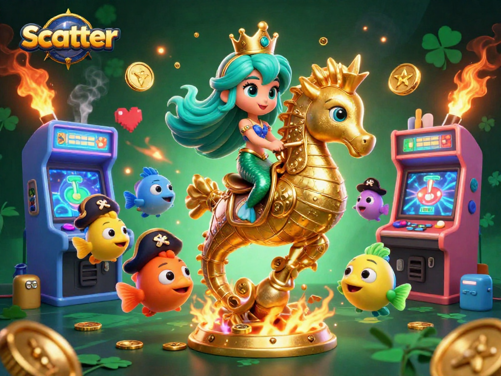 Experience scatter-filled excitement with a mermaid and seahorse in this magical casino scene.