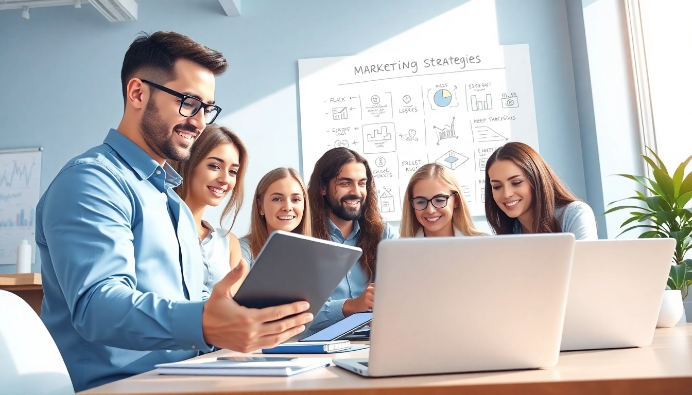 Digital marketing company Australia team collaborating in a modern office setting.