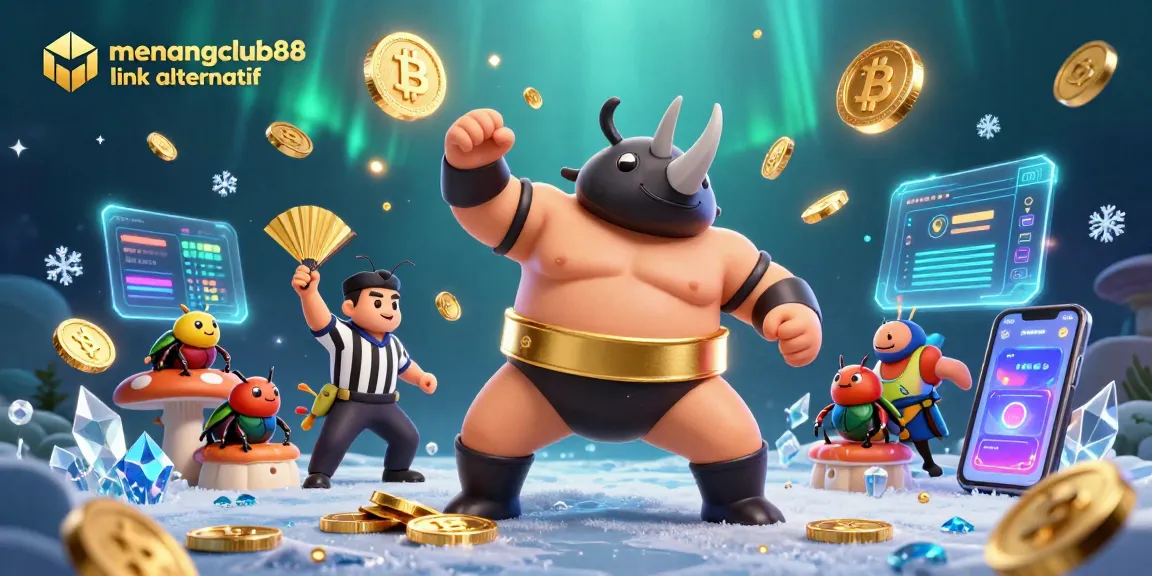 Engage with menangclub88 link alternatif while exploring a vibrant 3D casino scene with unique characters.