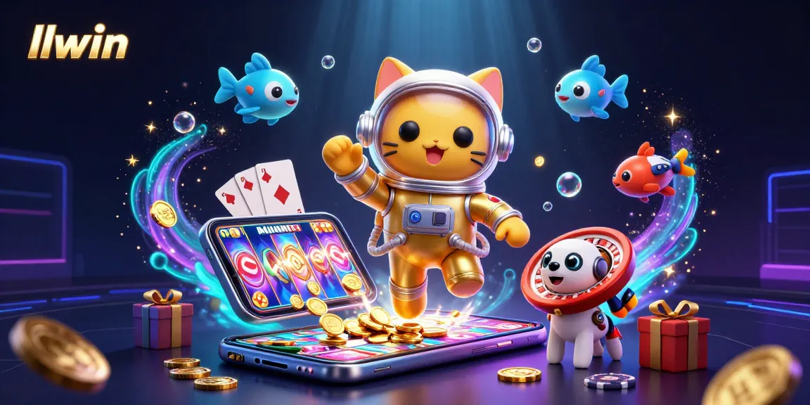 Spin exciting slot games at llwin with a whimsical 3D astronaut cat and colorful casino elements.