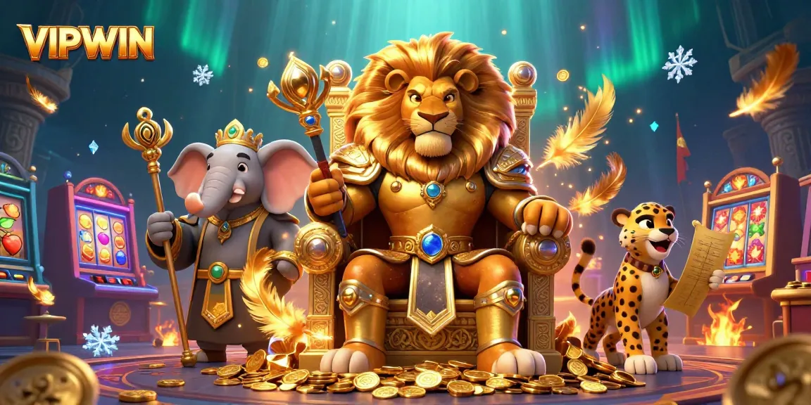 Engage in exciting gambling action at VIPWIN with a king, advisor, and messenger in a dynamic casino scene.