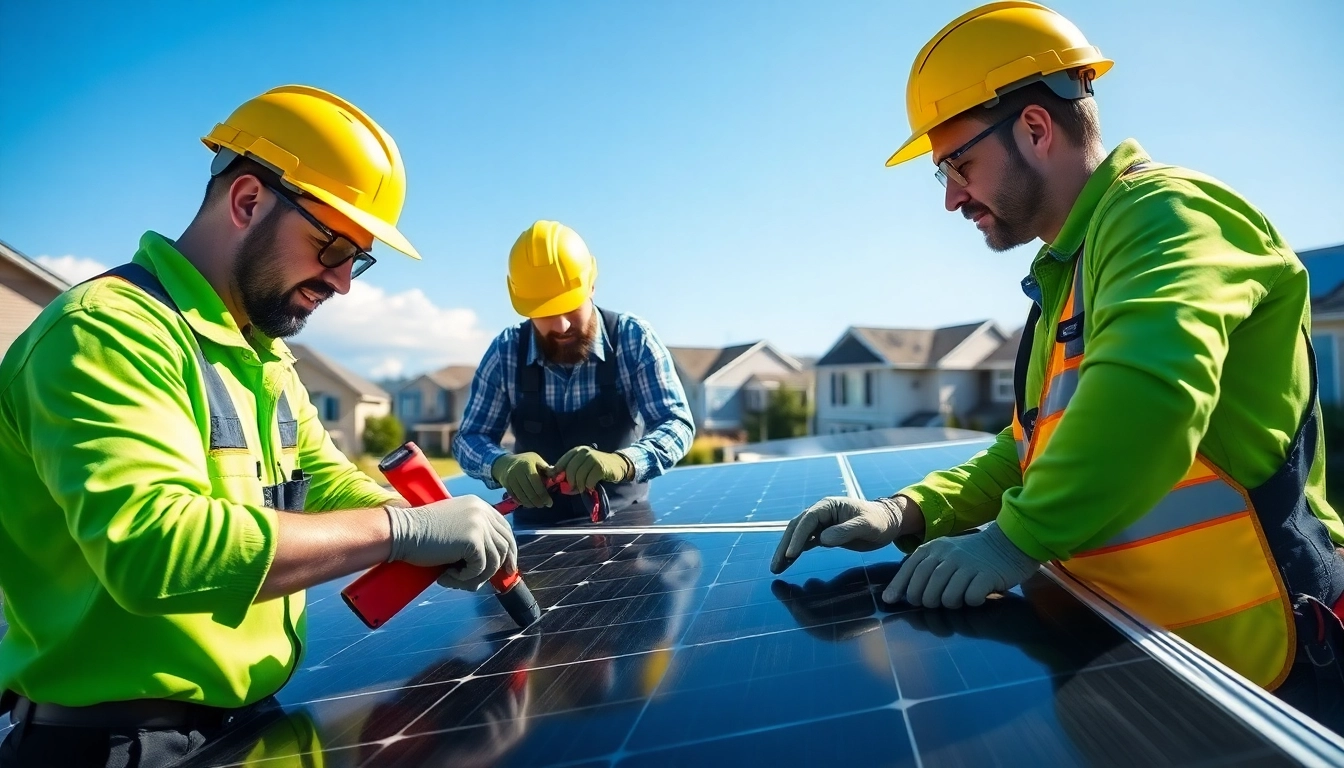 Technicians repairing solar panels for a solar repair company New Jersey with a focus on expertise and trust.