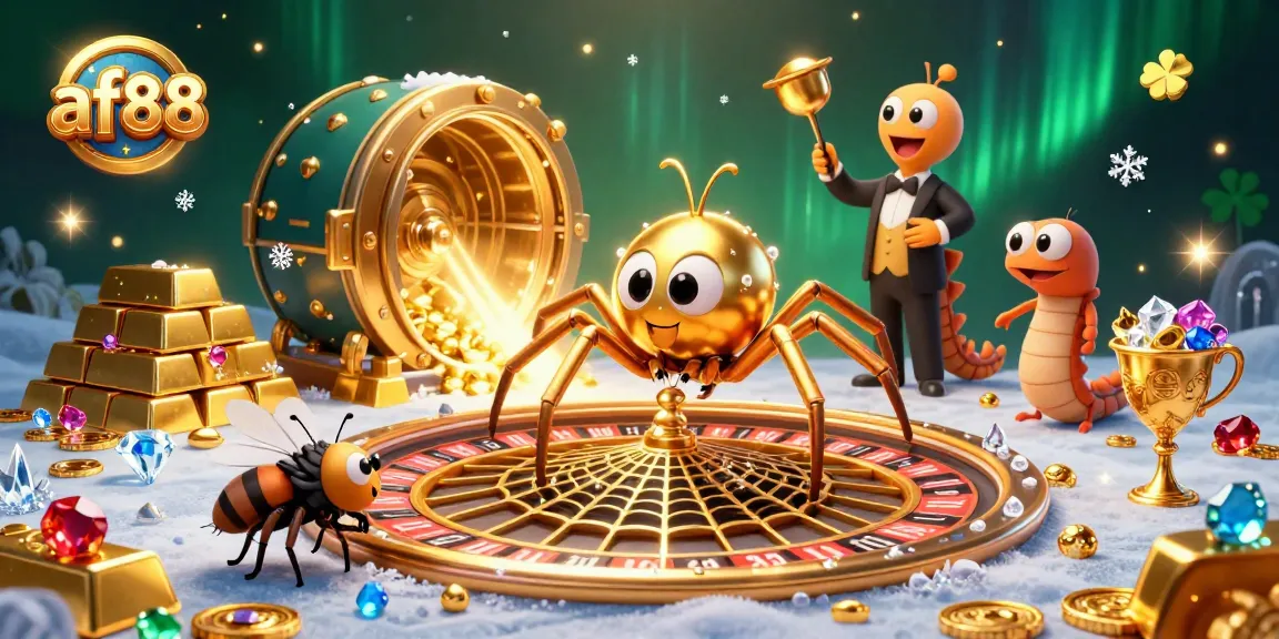 af88 offers a thrilling casino experience with vibrant characters spinning luck at the roulette wheel.