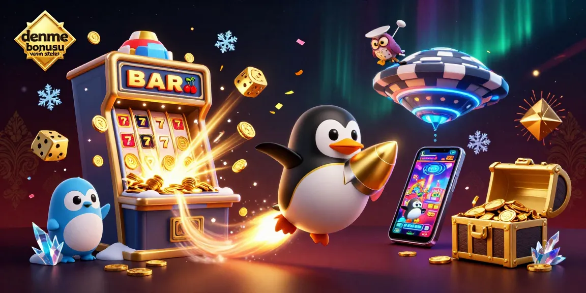 Experience fun with deneme bonusu veren siteler as a golden penguin and casino symbols burst into action.