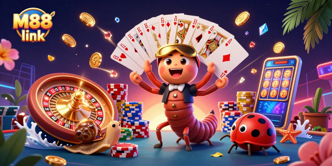 Experience thrilling play at M88 link with dynamic casino characters and vibrant game elements.
