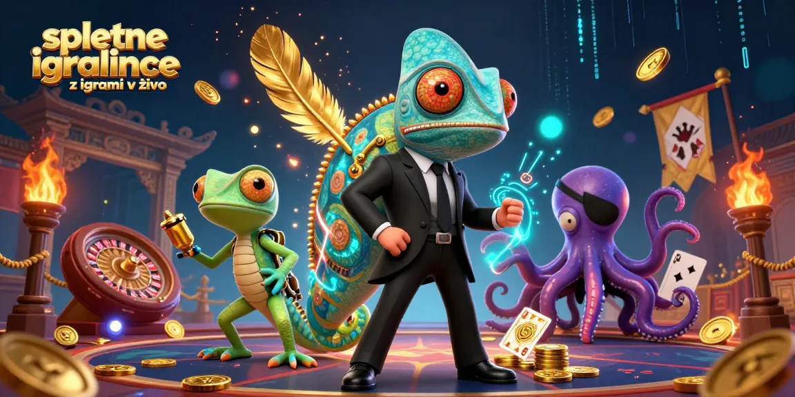 Spletne igralnice z igrami v živo predstavljajo dinamično sceno, kjer se chameleon, gecko in osli sočutno soočajo s hudobnim hobotom.