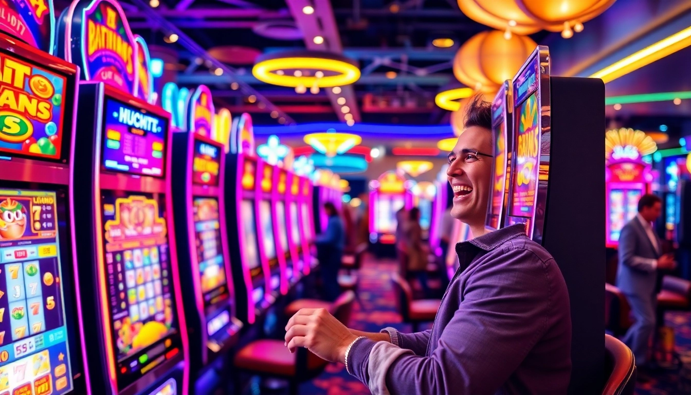 Experience the thrill of slot gambling with colorful machines and vibrant casino energy