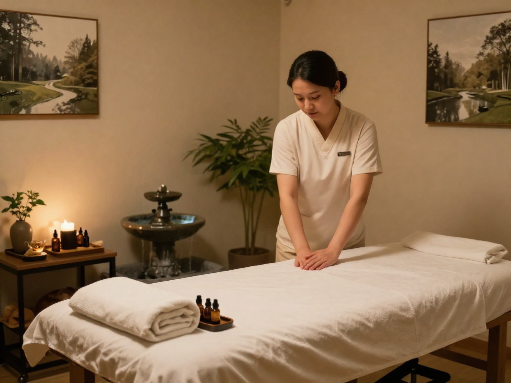 Rejuvenating therapy session at Balanced Massage featuring mantra 88 calming oils and soothing ambiance