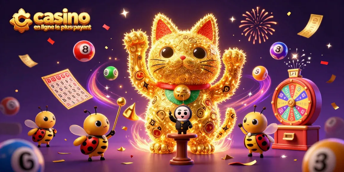 Gagnez avec le casino en ligne le plus payant et ses lots colorés dans une scène festive.