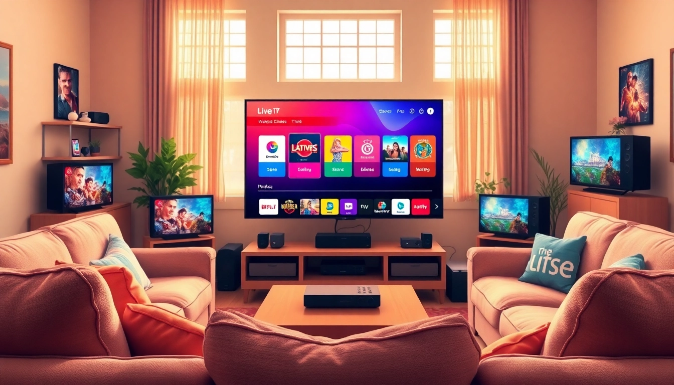 Enjoying an iptv subscription in a cozy living room setup with streaming devices and a large HDTV.