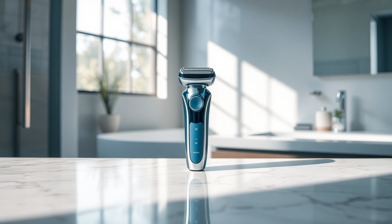 Effortlessly shaving with a one blade electric shaver, showcasing its sleek design and modern features.