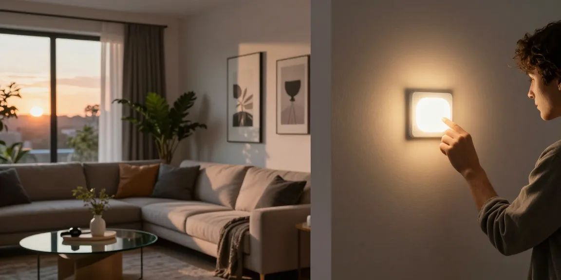 Aplice tavan moderne în interiorul unei camere primitoare, evidențiind stilul contemporan al mobilierului.