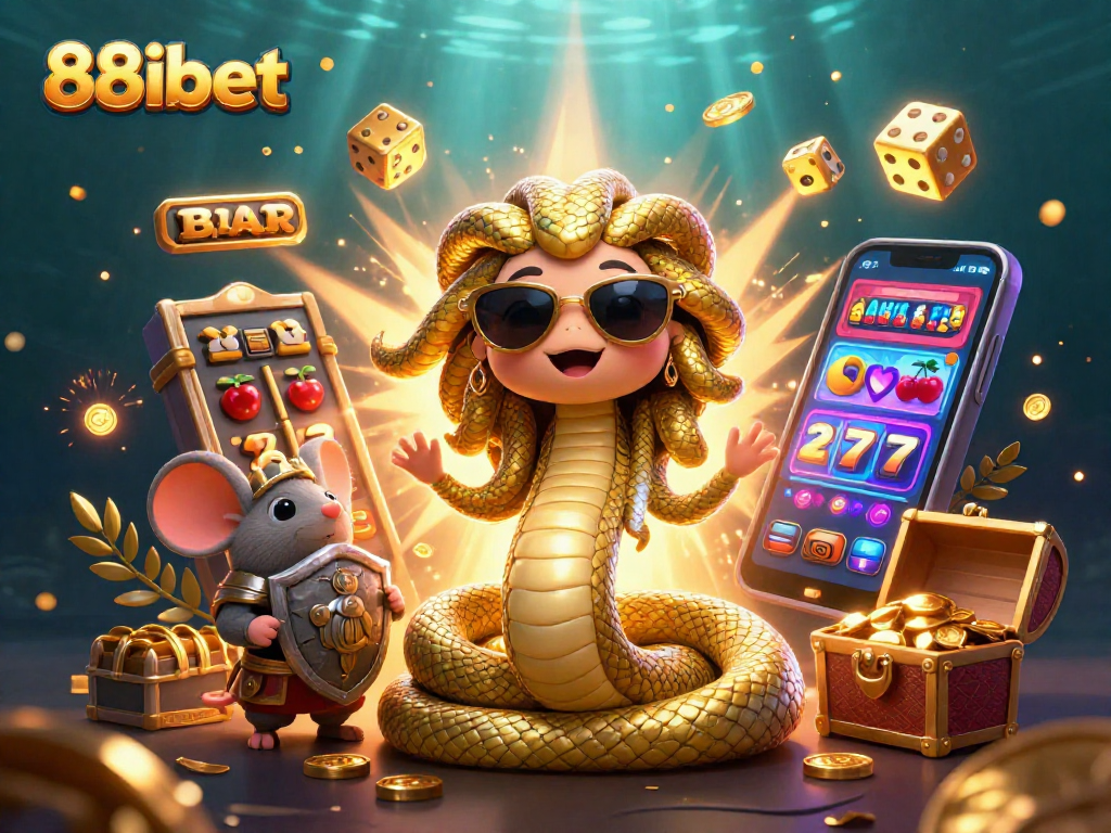 Experience thrilling jackpots and slots at 88ibet with vibrant casino elements and cartoon characters.