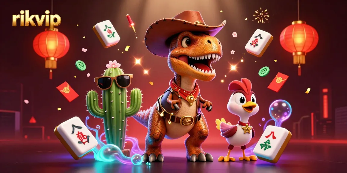 Experience thrilling games at rikvip with a vibrant 3D casino scene full of dynamic elements.