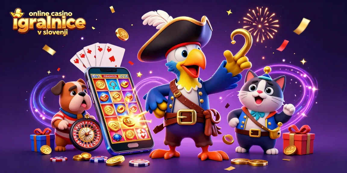 Interaktivni prikaz online casino igralnic v Sloveniji z edinstvenimi junaki in igrami na srečo.