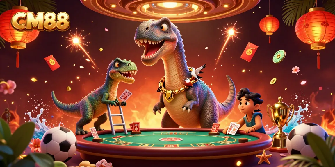 Experience thrilling sports betting action at CM88 with vibrant characters and festive elements.