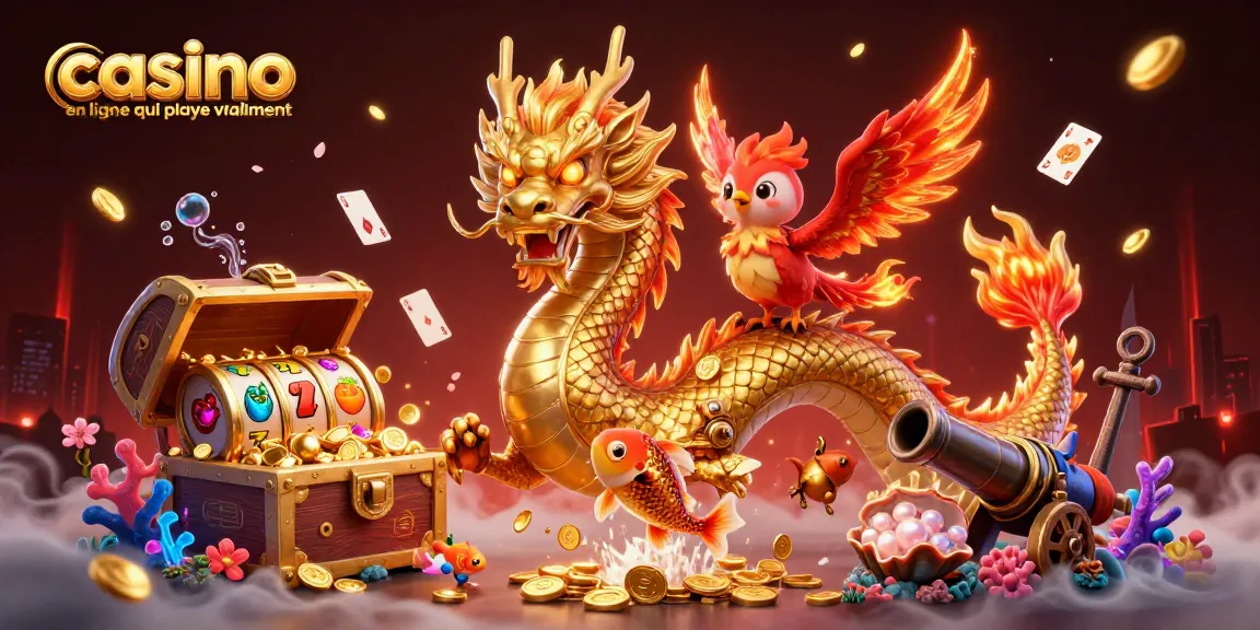 Sautez dans l'action d'un casino en ligne qui paye vraiment avec une illustration de dragon et de phénix.