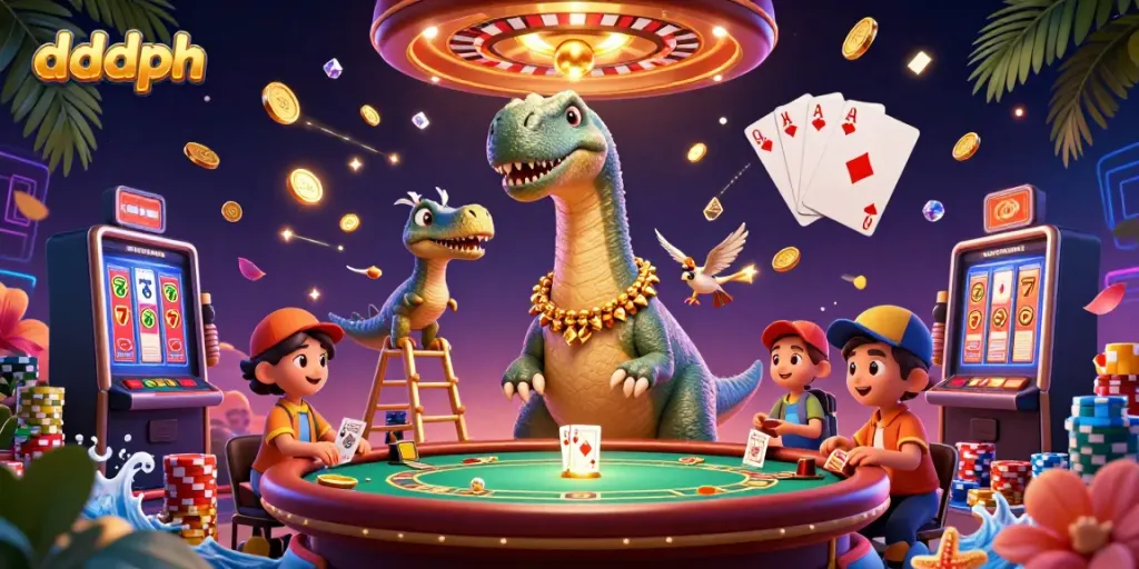 Engage in thrilling casino action with dddph's vibrant 3D scene showcasing unique characters and game elements.