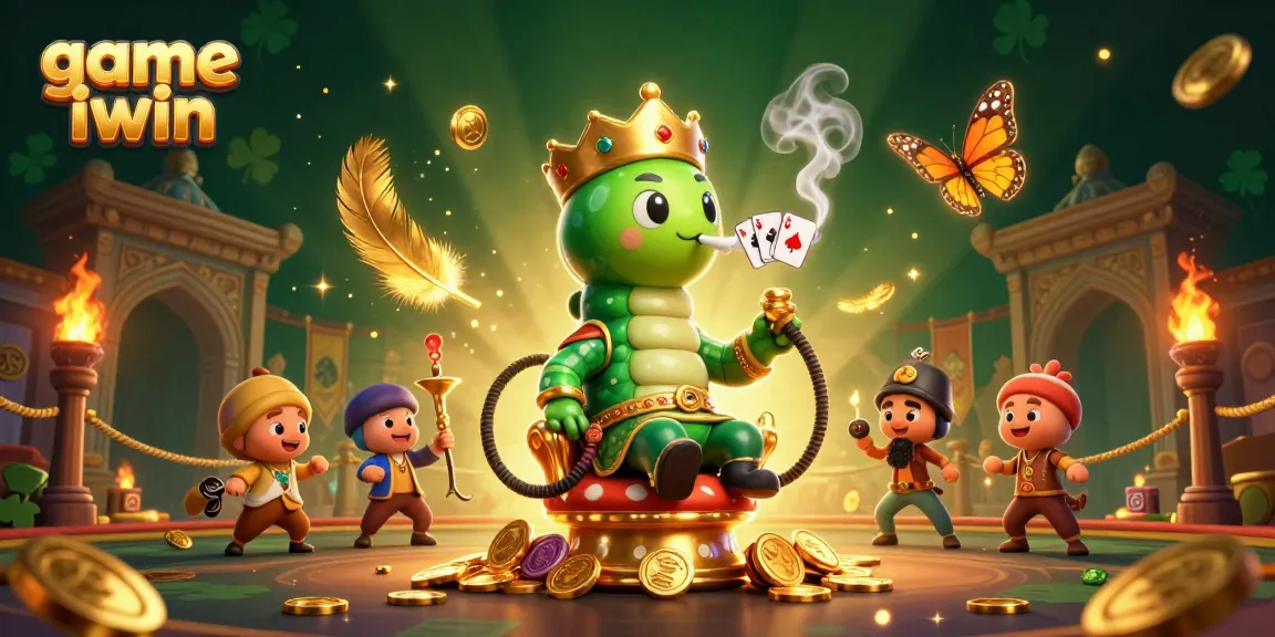 Experience the thrill of game iwin in a vibrant 3D casino scene featuring whimsical characters.